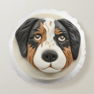 Australian Shepherd Dog 3D Inspirerad Rund Kudde