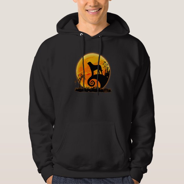 Australian Shepherd Dog And Moon  Halloween Costum Hoodie (Framsida)
