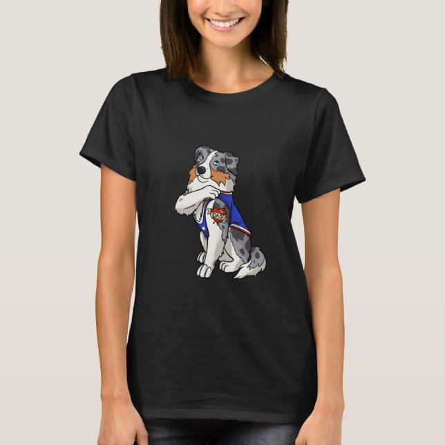 Australian Shepherd Dog Love Dad Puppy Owner T Shirt (Framsida)