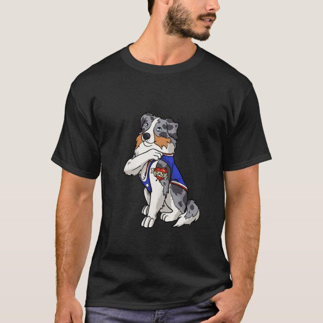 Australian Shepherd Dog Love Dad Puppy Owner T Shirt (Framsida)