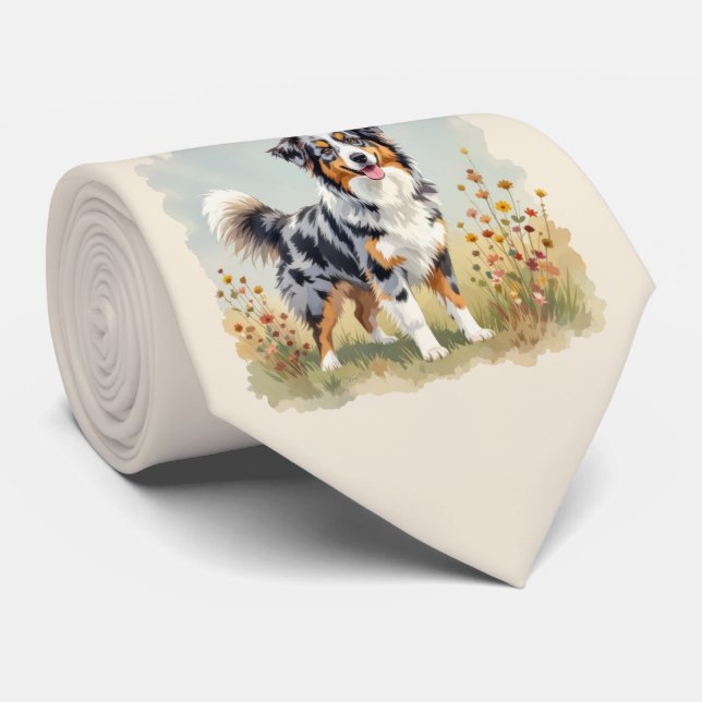 Australian Shepherd Dog Merle Lång Svans Slips (Rullad)