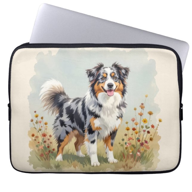 Australian Shepherd Dog Merle Long Tail Laptop Fodral (Framsidan)