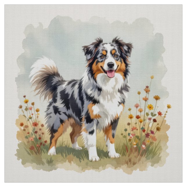 Australian Shepherd Dog Merle Long Tail Tyg (Provkarta)