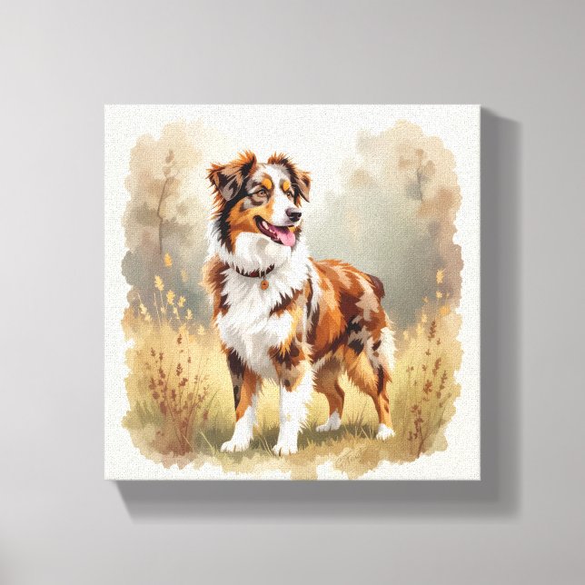 Australian Shepherd Dog Red Merle Aussie Canvastryck (Framsida)