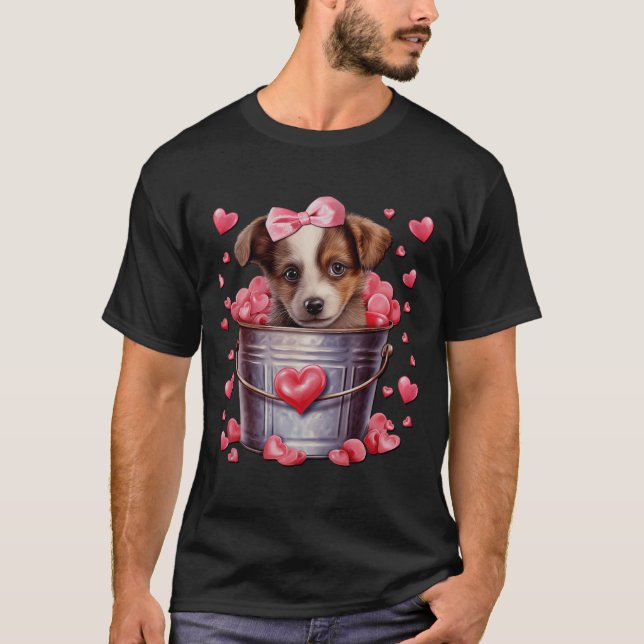 Australian Shepherd Dog Valentines Puppy Love Hear T Shirt (Framsida)