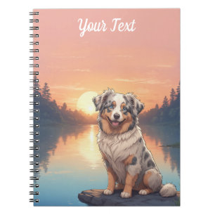 Australian Shepherd Dog vid sjö Anteckningsbok