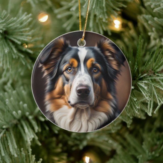 Australian shepherd får Hund julprydnad Julgransprydnad Keramik (Träd)