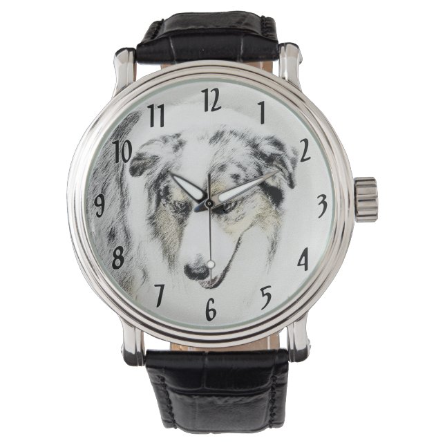 Australian shepherd-färg - originalbild av Hund Armbandsur (Framsida)