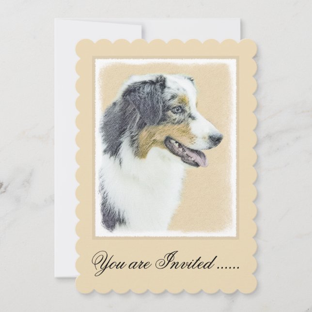 Australian shepherd-färg - originalbild av Hund Inbjudningar (Framsida)