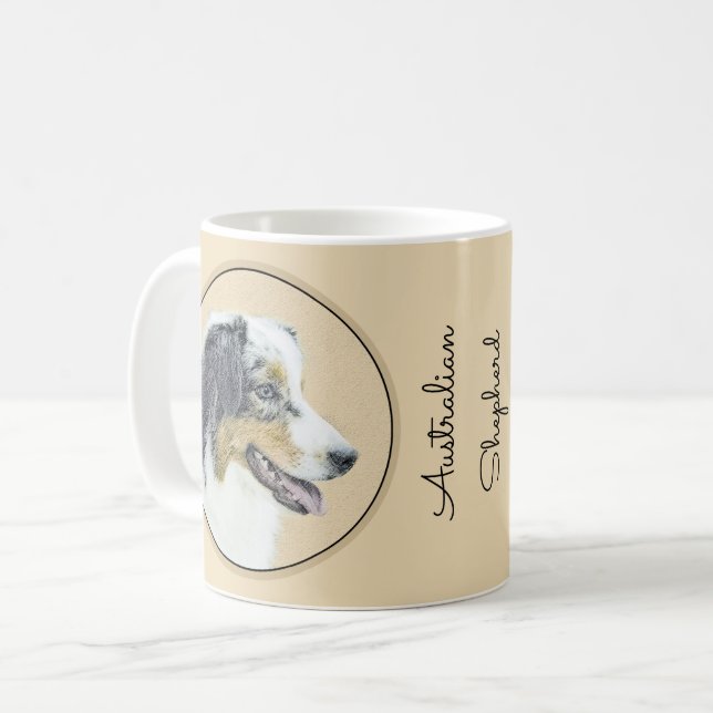 Australian shepherd-färg - originalbild av Hund Kaffemugg (Framsida vänster)