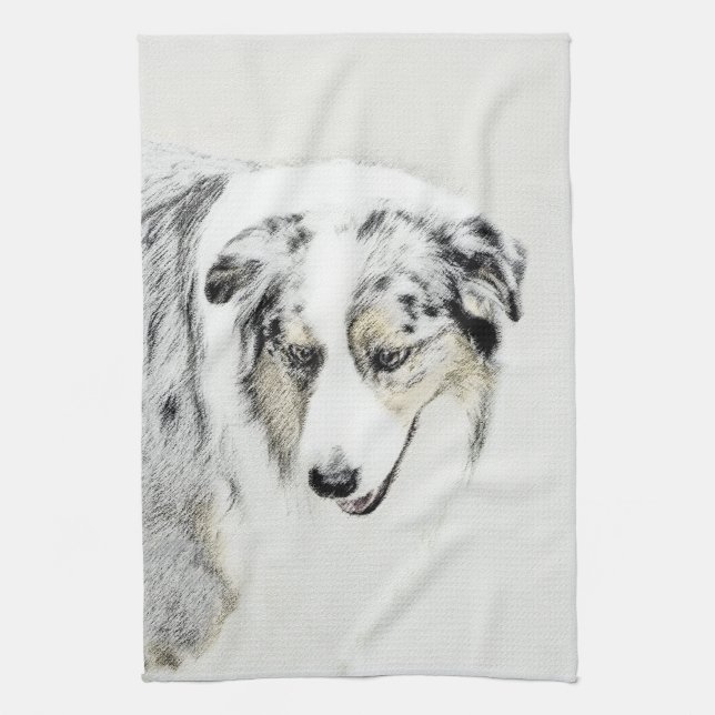 Australian shepherd-färg - originalbild av Hund Kökshandduk (Vertikal)