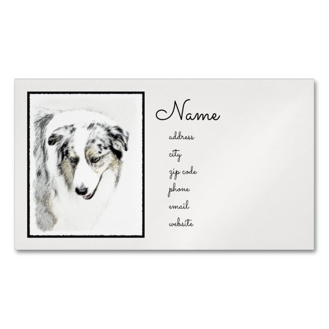 Australian shepherd-färg - originalbild av Hund Magnetiska Visitkort (Framsida)