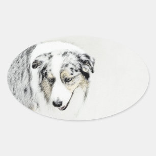 Australian shepherd-färg - originalbild av Hund Ovalt Klistermärke