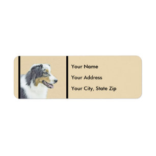 Australian shepherd-färg - originalbild av Hund Returadress Etikett