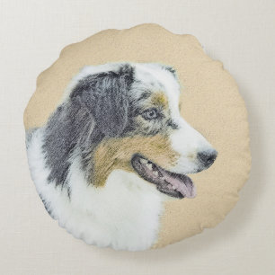 Australian shepherd-färg - originalbild av Hund Rund Kudde