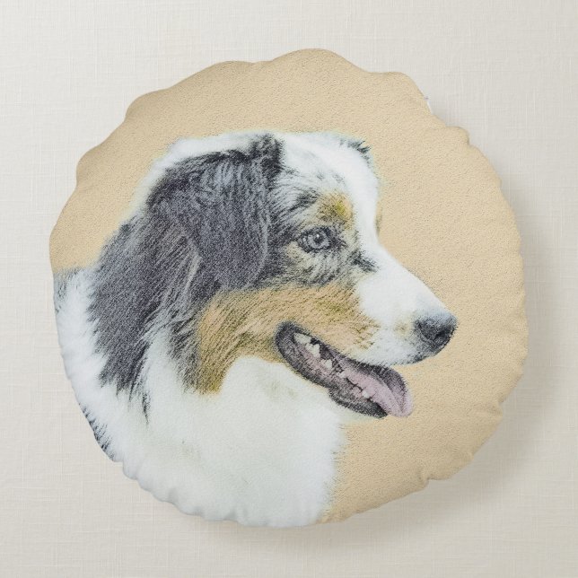 Australian shepherd-färg - originalbild av Hund Rund Kudde (Baksidan)