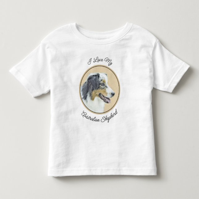 Australian shepherd-färg - originalbild av Hund T Shirt (Framsida)