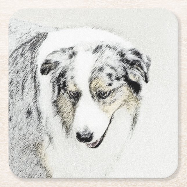 australian shepherd-färg - originalbild av Hund Underlägg Papper Kvadrat (Framsidan)