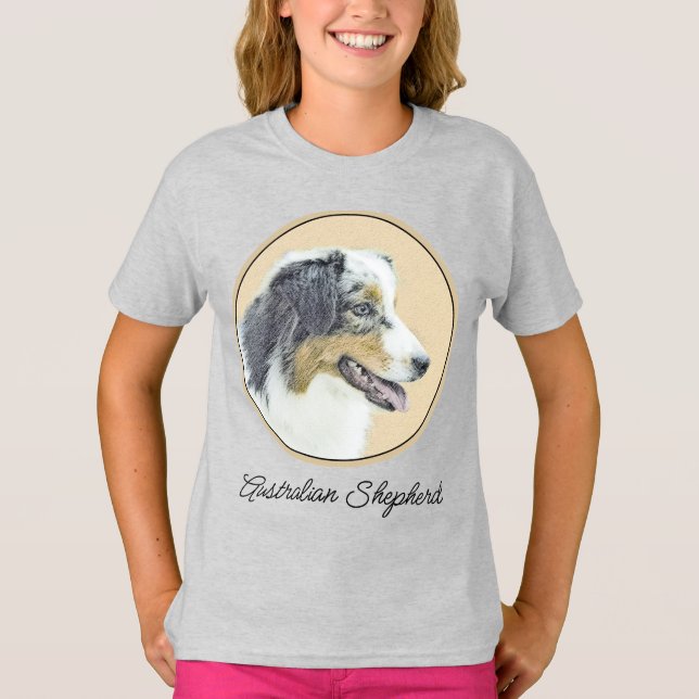 Australian shepherd-färg - Originalbild T- Hund T Shirt (Framsida)