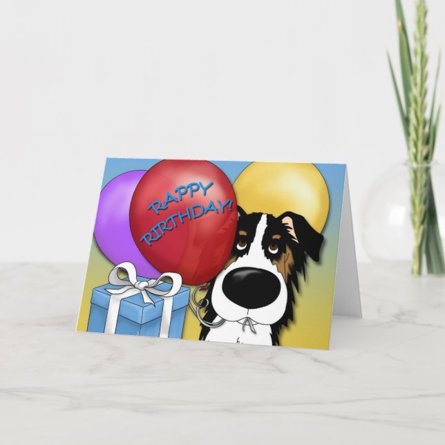 Australian shepherd-födelsedagskort kort (Framsida)