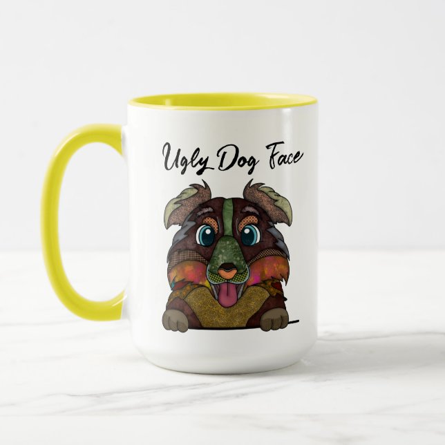 Australian shepherd ful hund ansikte mugg (Vänster)