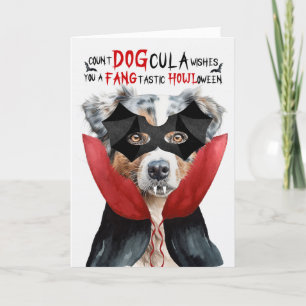 Australian shepherd Funny Count DOGcula Halloween Helgkort