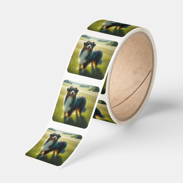 Australian Shepherd Fyrkantigt Klistermärke (Rulle)
