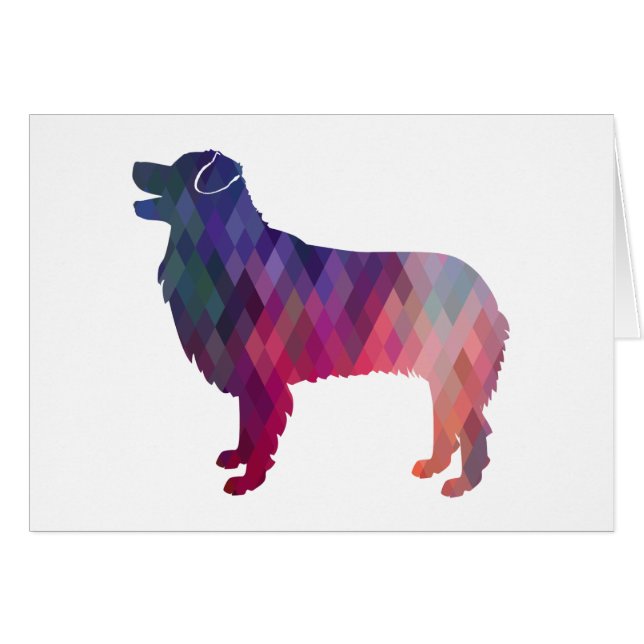 Australian shepherd Geometric Silhouette Rosa Hälsningskort (Framsidan Horizontal)
