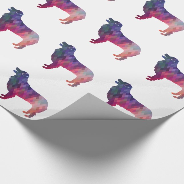 Australian shepherd Geometric Silhouette Rosa Presentpapper (Hörn)