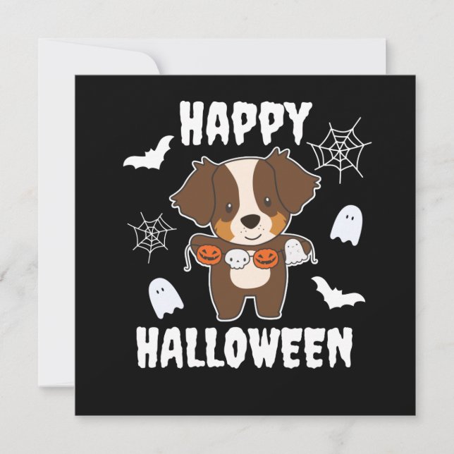 Australian Shepherd Glad Halloween Hund Kostym Inbjudningar (Framsida)