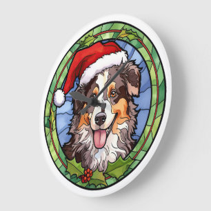 Australian Shepherd Glasmosaik Jul Stor Klocka