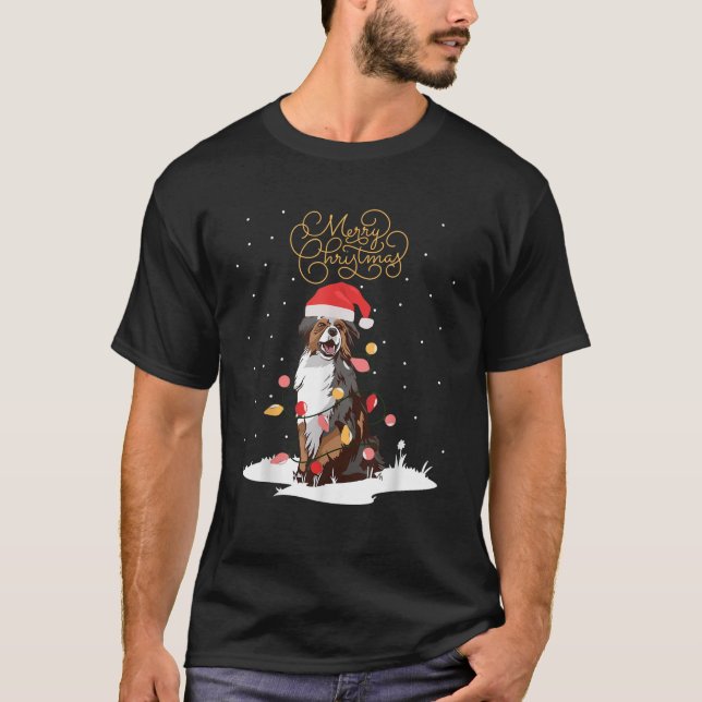 Australian shepherd God jul Aussie Julafton C T Shirt (Framsida)