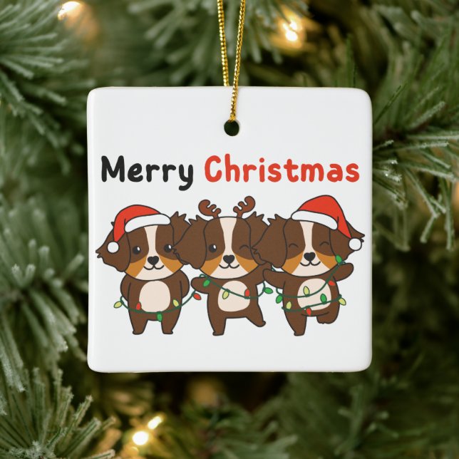 Australian shepherd God jul Cute Hundar Julgransprydnad Keramik (Träd)