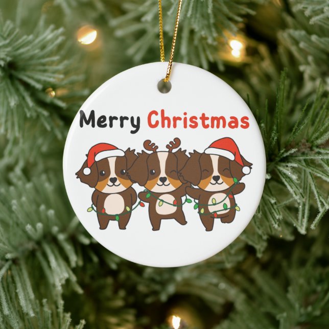 Australian shepherd God jul Cute Hundar Julgransprydnad Keramik (Träd)