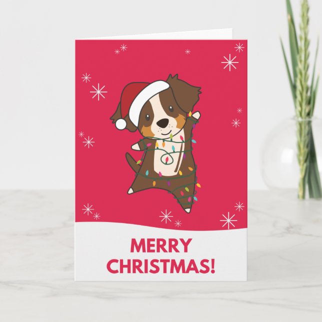 Australian shepherd God jul Winter Helgkort (Framsida)