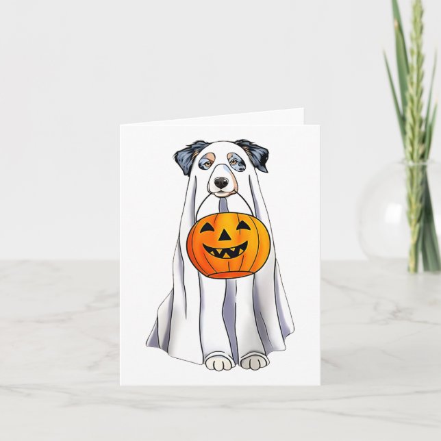 Australian shepherd Halloween Funny Ghost Costume Kort (Framsida)