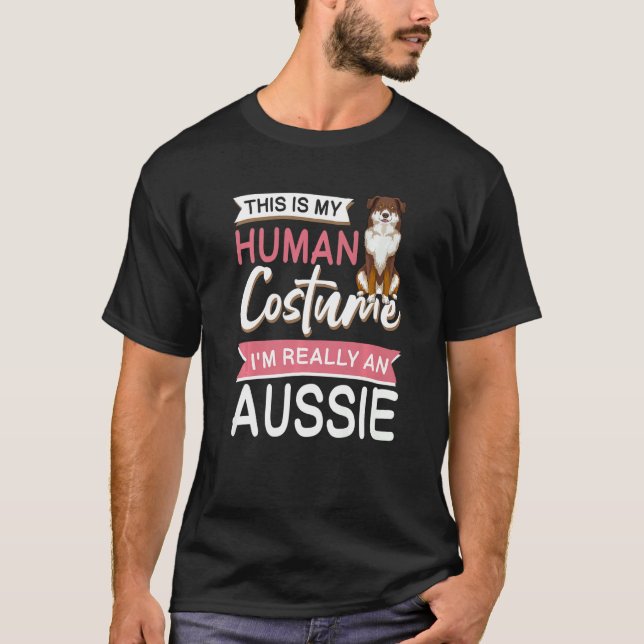 Australian shepherd Halloween Hund Aussie T Shirt (Framsida)