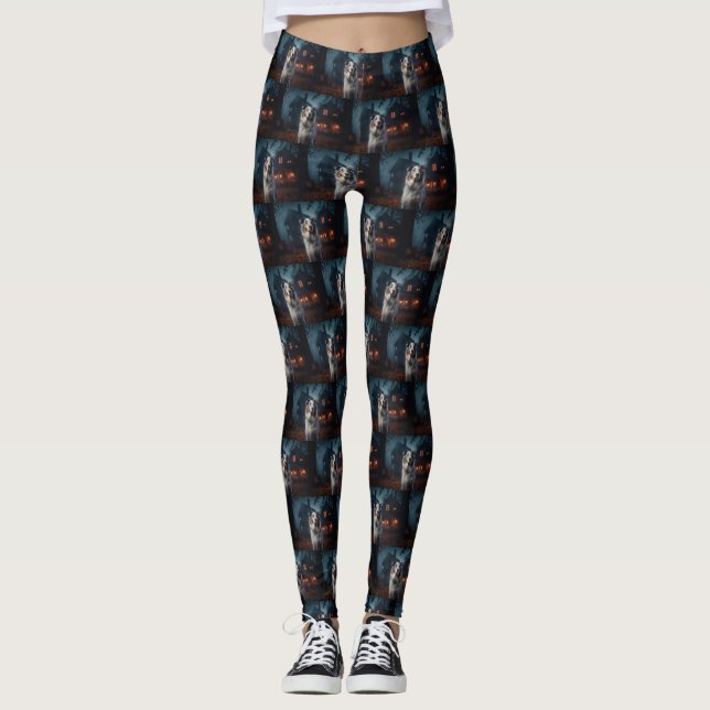 australian shepherd Halloween läskig Leggings (Framsida)