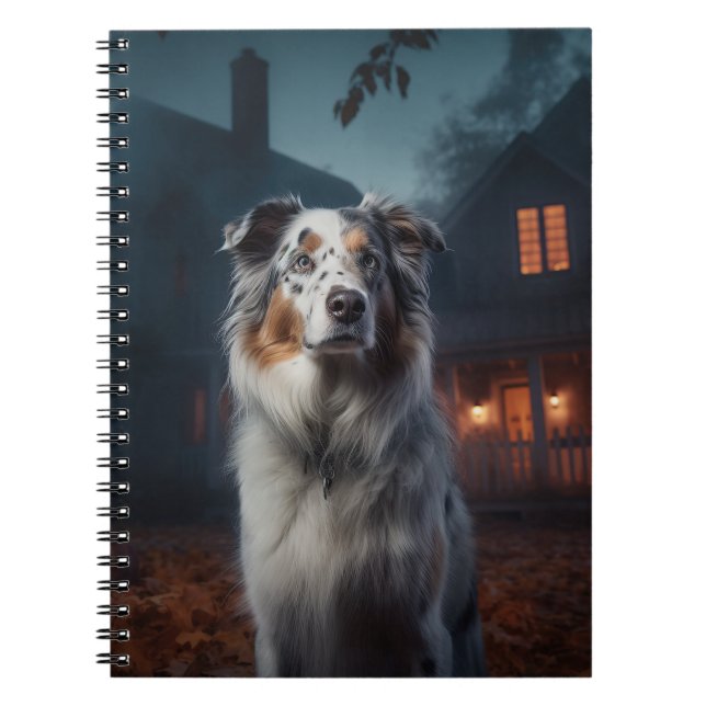 Australian shepherd Halloween Scary Anteckningsbok (Framsidan)