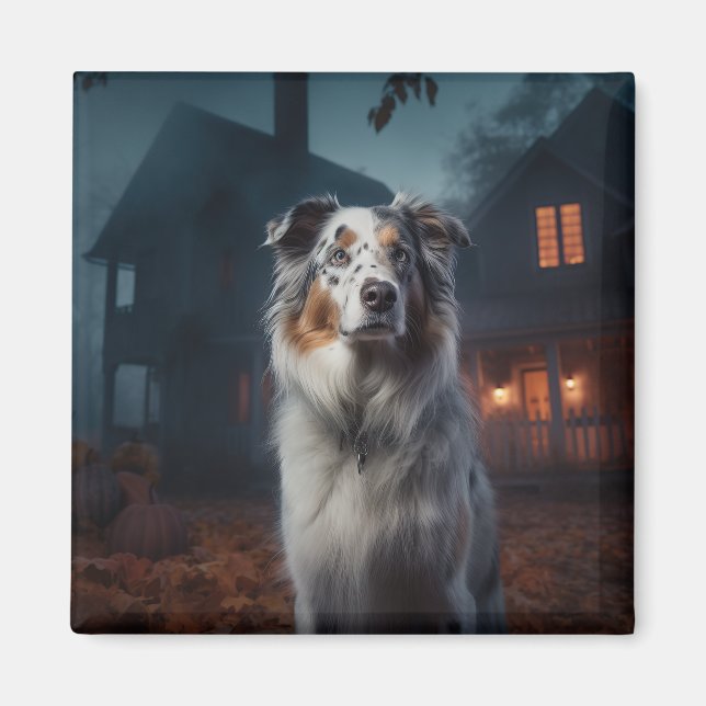 Australian shepherd Halloween Scary Magnet (Framsidan)