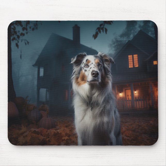 Australian shepherd Halloween Scary Musmatta (Framsidan)