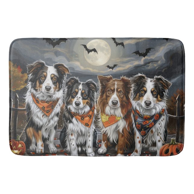 Australian shepherd Halloween Spooky Badrumsmatta (Framsidan)