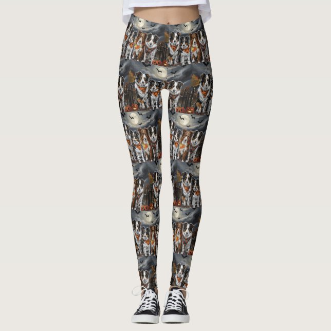 Australian shepherd Halloween Spooky Leggings (Framsida)