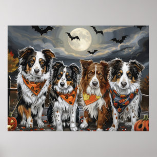 Australian shepherd Halloween Spooky Poster