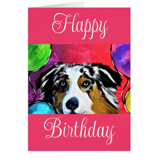 Australian shepherd hälsningskort (Framsidan)