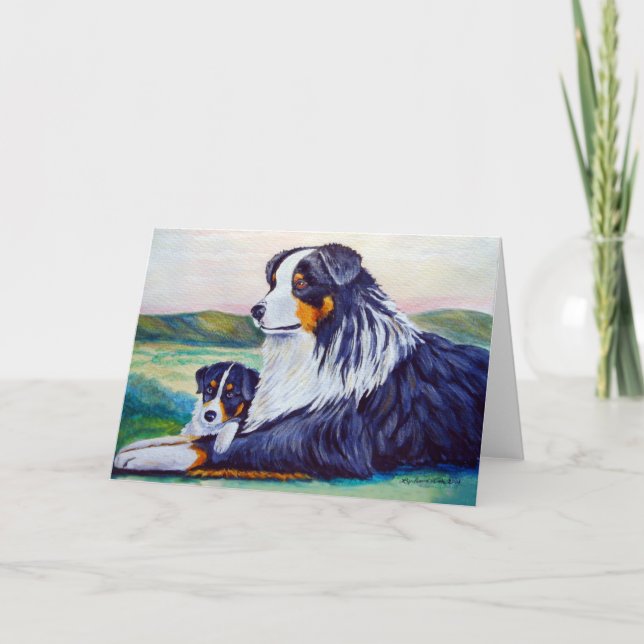 Australian shepherd hälsningskort kort (Framsida)