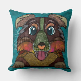 Australian shepherd handmålad Dekorativ kudde