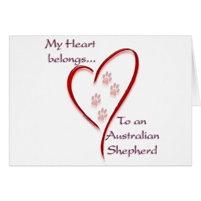 Australian shepherd Heart-Tillhören Hälsningskort (Framsidan Horizontal)