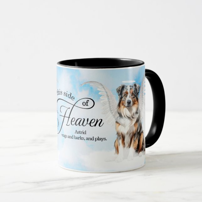 Australian Shepherd Heaven Personalized Memorial Mugg (Framsida höger)