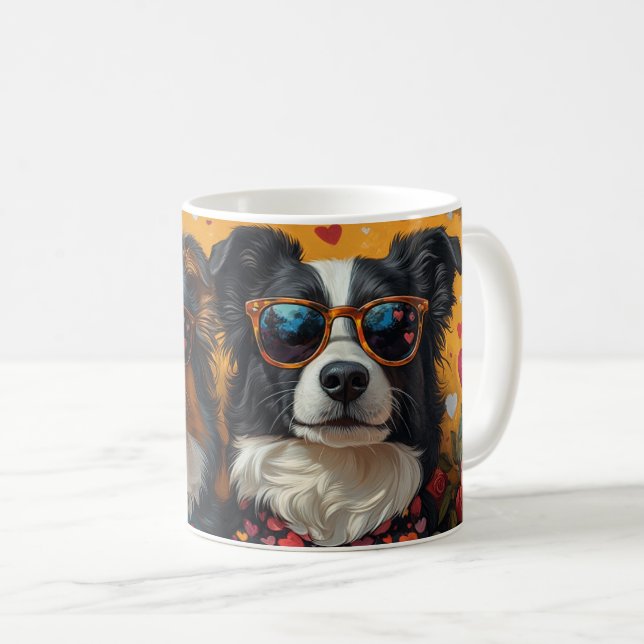 Australian Shepherd Hjärtrosar Alla hjärtans dag Kaffemugg (Framsida höger)